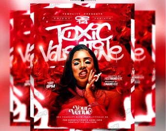 Valentine's Day Flyer, Premade Flyer Template, Brunch Invitation, Club Flyer, Party Flyer, Custom Digital Flyer Design