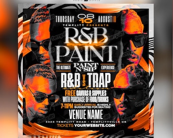 One State R&b Painting Sunday Funday R&B Paint N Sip Flyer, Premade Flyer Template, Club Flyer ...