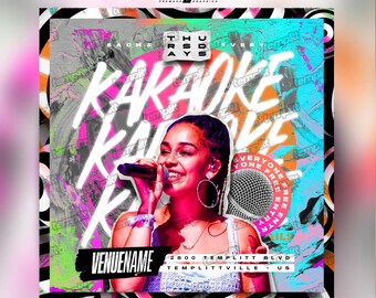 Karaoke wunderschönen Party-Flyer, Vorgefertigte Flyer-Vorlage, Event-Flyer, Nachtklub-Flyer, Individuelles digitales Flyer-Design