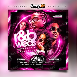 R&B Wednesday Party Flyer, Premade Flyer Template, Event Flyer, Night Club Flyer, Custom Digital Flyer Design