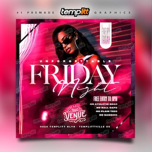 Friday Party Flyer, Premade Flyer Template, Event Flyer, Night Club Flyer, Custom Digital Flyer Design
