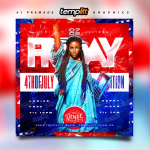 4th Of July Party Flyer, Premade Flyer Template, Event Flyer, Night Club Flyer, Custom Digital Flyer Design
