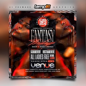 Fantasy Friday Party Flyer, Premade Flyer Template, Event Flyer, Night Club Flyer, Custom Digital Flyer Design