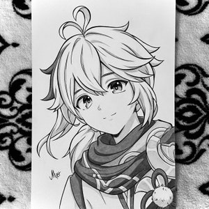 Arte de anime/manga dibujado a mano (cupos limitados para encargos) / Arte tradicional (tinta y grafito) / Papel Bristol de 8 x 5,5 pulgadas / MiharuMyet