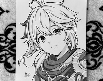 Handgetekende anime/manga-kunst (beperkte commissie-slots beschikbaar) | Traditionele kunst (inkt en grafiet) | 8 x 5,5 inch Bristol-papier | Miharu Myet