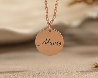 Custom Name Disc Necklace,Initial Necklace,Personalized Coin Necklace,Engraved Name Necklace,Handmade Jewelry,Graduation Gift,Birthday Gift