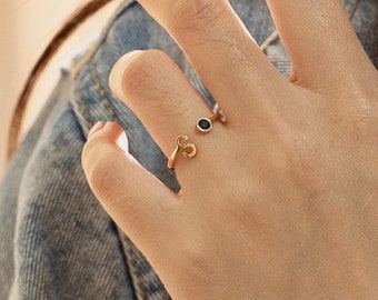 Initial Ring, Geburtsstein Ring, Personalisierter Ring mit Geburtsstein, Geburtstagsgeschenk für Sie, Geschenk für Sie, Brautjungfer Ring