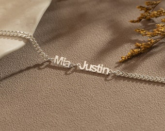 Personalisiertes Armband mit zwei Namen - Namensschmuck - Individuelles Armband mit mehreren Namen - Hochzeitsarmband Geschenk für Sie - Namensarmband für Sie