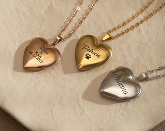 Collier médaillon, pendentif coeur photo personnalisé, collier médaillon coeur gravé pour elle, cadeau pour femme, cadeau commémoratif, collier photo personnalisé