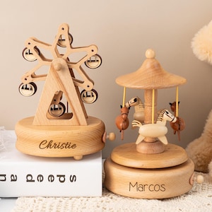 Caja de música personalizada para bebé y niño, regalo de cumpleaños para niña, juguete musical de recuerdo, caja de música de madera personalizada con nombre.