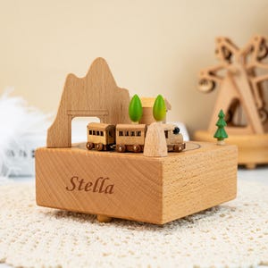 Caja de música de madera, caja de música personalizada con nombre de niño, regalo para bautizo, cajas de regalo para baby shower, caja de música de carrusel, caja de música navideña personalizada.