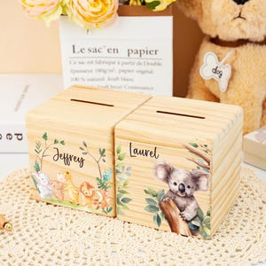 Personalized Money Box,Custom Piggy Bank with Cute Animal,Customized Name Piggy Bank,Money Box,Cash Box for Kids,Baptism Gift,Baby Shower