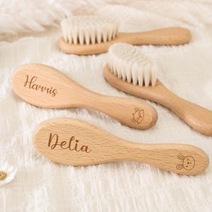 Personalized Baby Name Hairbrush, Custom Baby Hair Brush with Cute Animal, Baby Keepsake Gift, Baby Gifts for Grils Boys, Baby Shower Gift