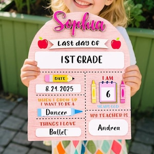 Custom First and Last Day School Sign, Back to School Sign, Kindergarten 1st Day of School Sign, First Day Wood School Board, Preschool Prop