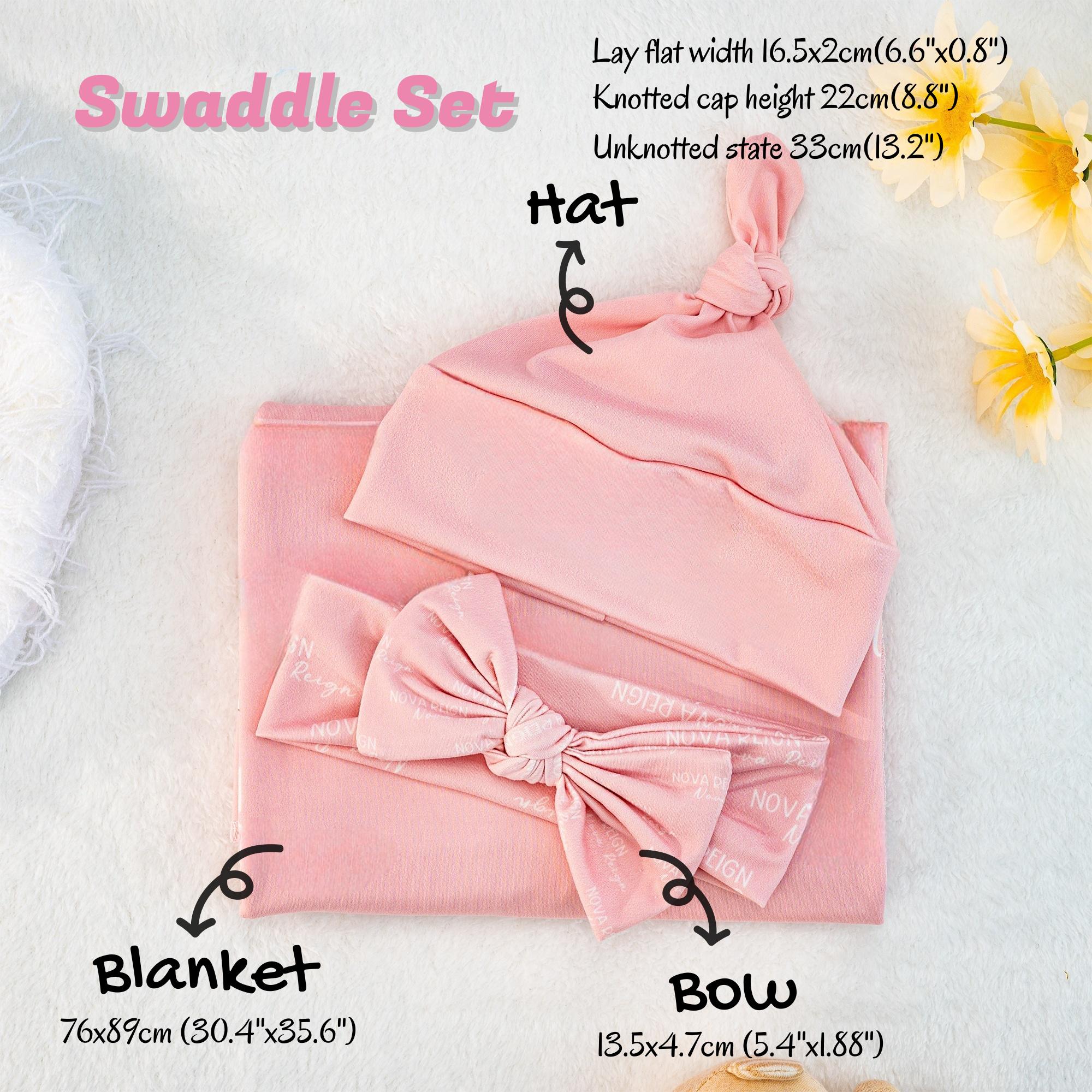 Personalized Baby Swaddle Blanket Set - Custom Name Receiving Blanket With Hat