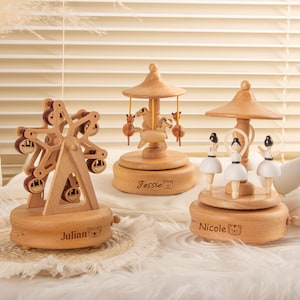 Custom Music Box for Kids,Engraved Name Music Box,Wooden Music Boxes,Personalized Wooden Music Boxes,Baby Music Box Toys for Birthday Gifts