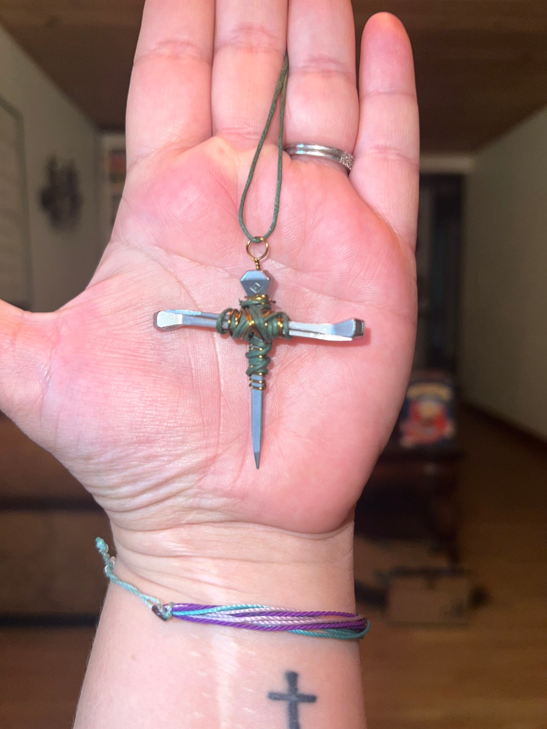 Horseshoe Nail Cross Etsy