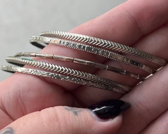 Set of 5 Silver Bangles Bracelet Jewellery
