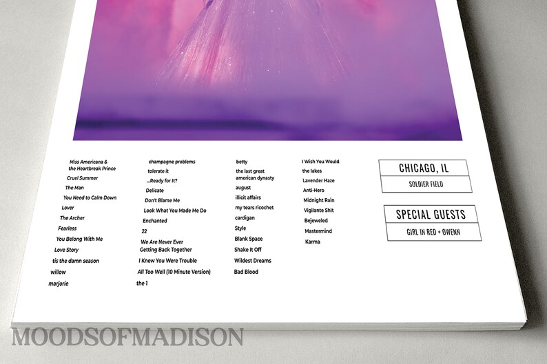 Taylor Swift Chicago IL Night 1 the Eras Tour Setlist Etsy