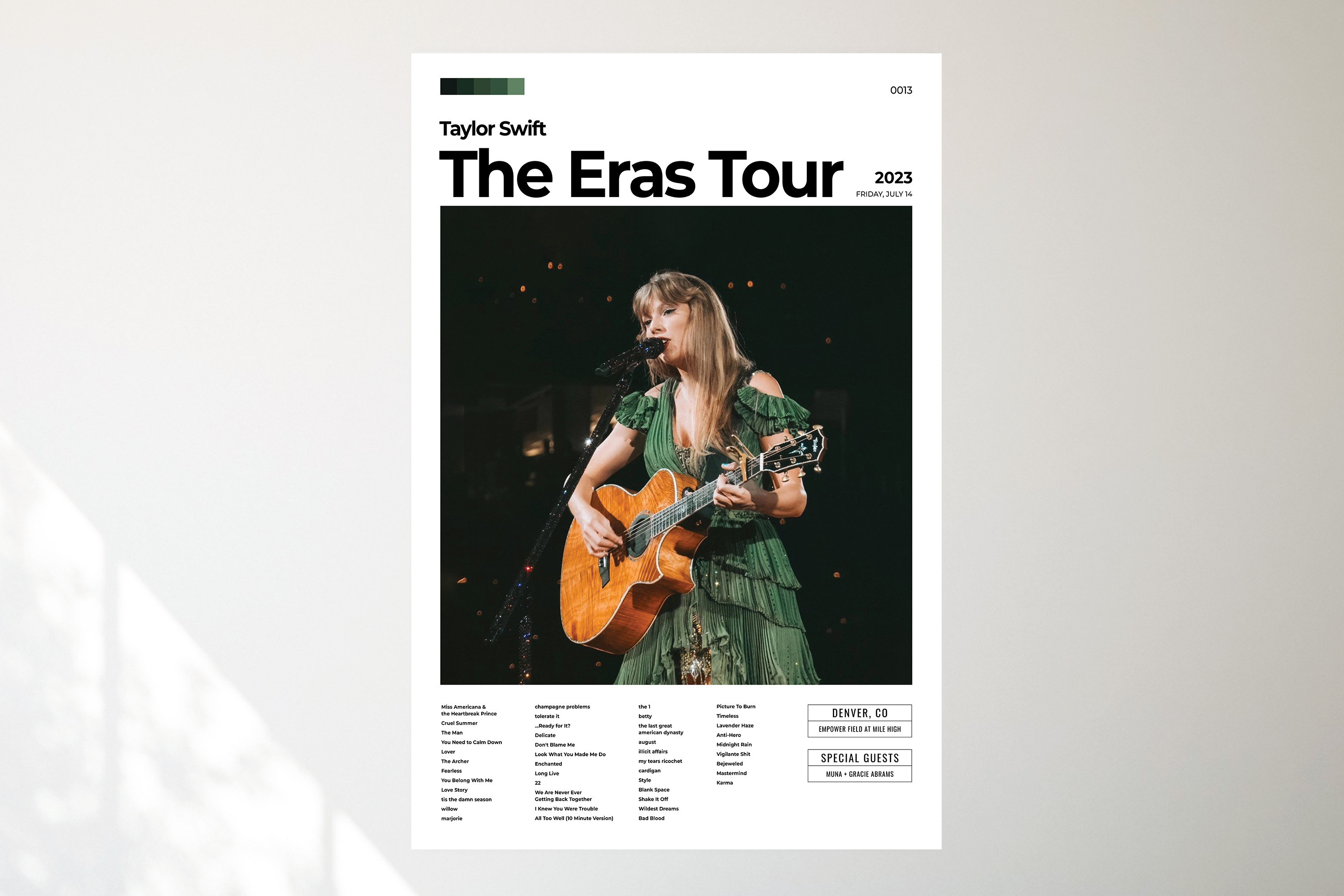 Discover Denver Night 1, The Eras Tour Setlist Poster Print,