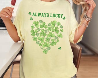 Lucky Irish Girl Shirt, Shamrock Heart T-Shirt, St Patricks Day Tee, Unisex Irish Gift