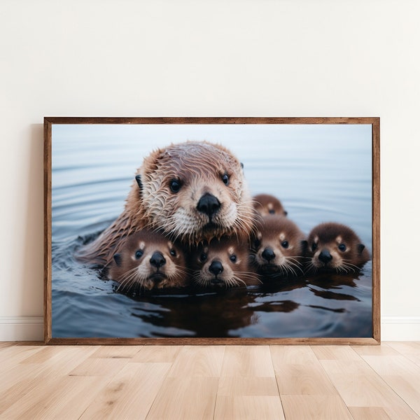 Adorable Otter Family: Printable Wall Art for Otter Lovers and Home Decor - Instant Download
