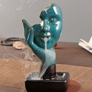 Ceramic smoke pouring incense holder abstract figure sculpture incense burner creative ornaments home decoration incense holder