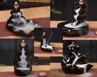 Backflow incense burner, high quality reflux cone, smoky view of alpine water incense