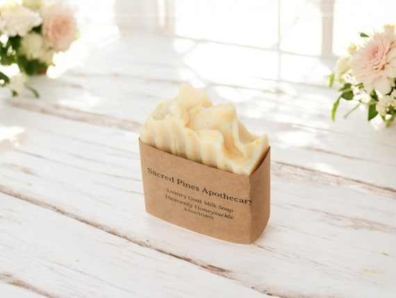 Heavenly Honeysuckle Goat Milk Soap Luxurious Handmade Body Bar for Dry Skin Moisturizing Natural Soap Gift For Mom Spa Gift For Her