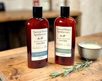 Kit Shampoo e Condicionador Naturais | Hidratação Capilar | Cabelos Secos e com Frizz | Cuidados Capilares com Leite de Cabra