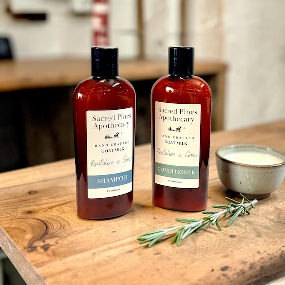 Natural Shampoo and Conditioner Set | Moisturizing Hair Care | Frizzy Hair & Dry Hair | Goat Milk Hair Care