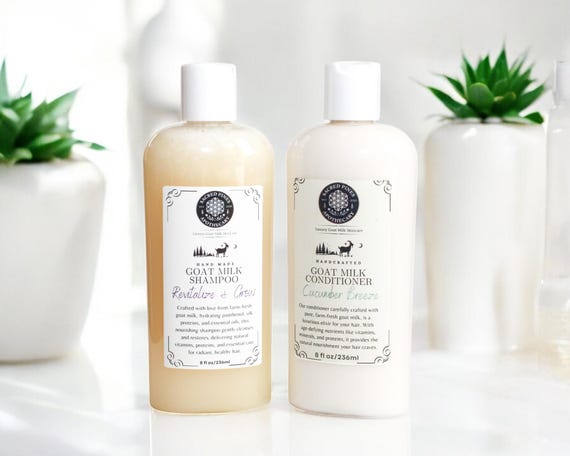 Unscented Goat Milk Shampoo Conditioner Set Natural Hair Care For ALL Types Hydrating Duo For Dry Itchy Scalp Nourishing For Men Women
