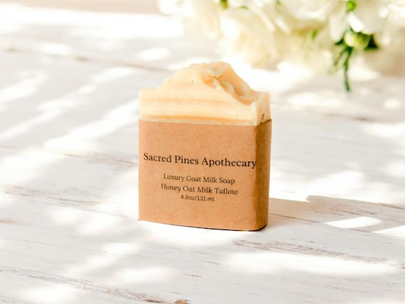 Beef Tallow Goat Milk Soap Ultra-Moisturizing With Colloidal Oatmeal Honey Castor Oil Handmade Creamy Lather Bar For Very Sensitive Dry Skin