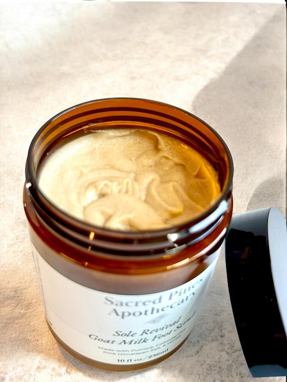 Sole Revival Goat Milk Foot Scrub – Himalayan Salt Honey Pumice Colloidal Oat | Soften Exfoliate Nourish Feet Naturally Gift for Mom Gift