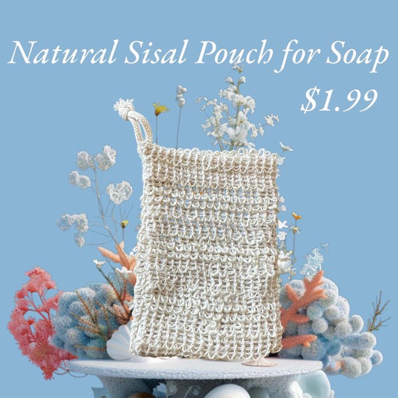 Natural Sisal Pouch for Exfoliating Goat Milk Soap, Goat Milk Soap Sisal Pouch, Sisal Pouch