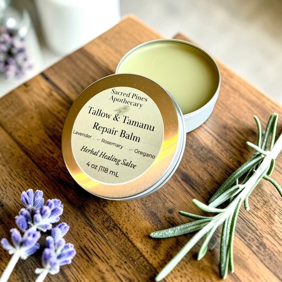 Tallow Tamanu Healing Balm • Herbal Salve for Eczema & Dry Skin