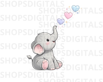 Baby Elephant SVG PNG, Shower Design (Digital Download)