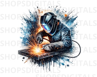 Watercolor Welder PNG, Metal Work Clipart (Digital Download)