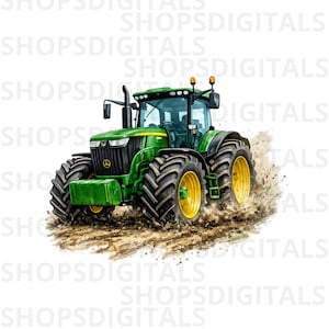 Traktor akvarell PNG, jordbrukstraktorillustration, jordbrukskonst, bondeclipart, sublimeringsdesign, digital nedladdning