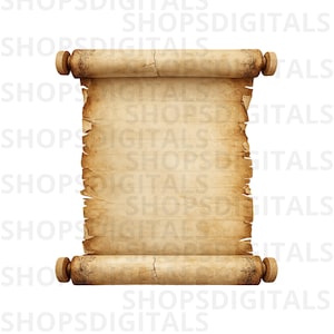 Vintage Parchment Scroll PNG, Watercolor Paper Clipart (Transparent PNG, Digital Download