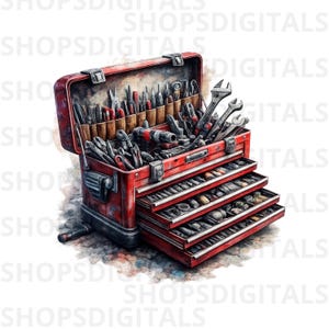 Mechanic Toolbox Clipart, Hand Tools Illustration, Mechanic Shirt Design (PNG)