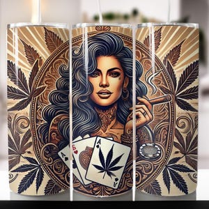 Girl Marijuana Carte Tumbler digitaler Download PNG 20 Unzen Skinny Weed Tumbler Wrap, Stoner Girl Marijuana Liebhaber png, Tatto Girl Png Badass Babe
