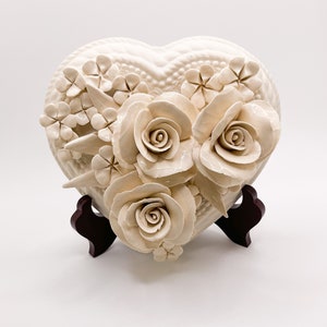 Enchanted Heart Garden - Ceramic Flower Sculpture for Home Decor & Keepsake Gifts