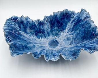Handmade Porcelain Beach Bowl Sculpture: Coastal Ceramic Centerpiece
