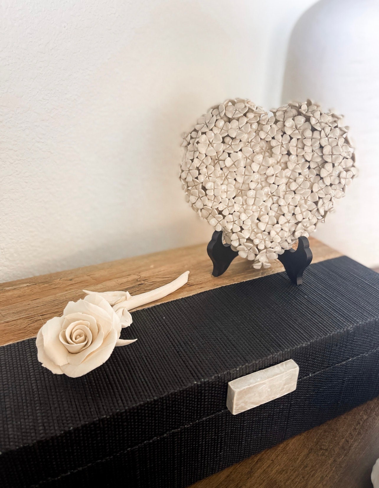 Large Mosaic Garden Heart Sculpture Decor Ornaments Resin Colorful