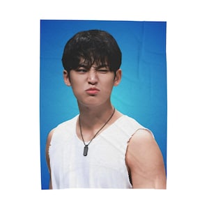 Mingyu Cute Face Blanket, Seventeen Kpop Blanket, Seventeen Follow Again, Seventeen Spill the Feels, Seventeen World tour
