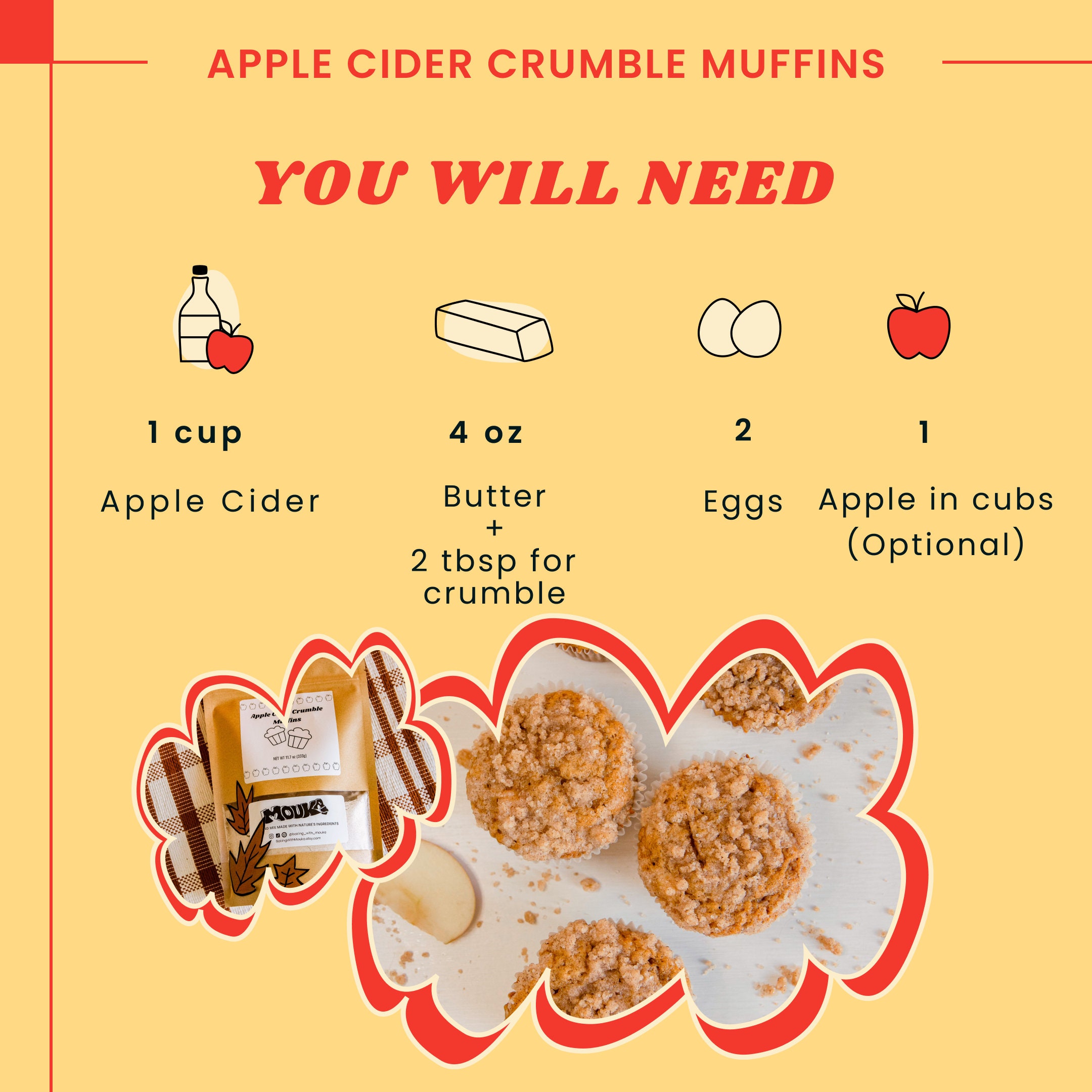 Apple Cider Crumble Muffin Mix Baking Kit Fall Recipes Baking Mix