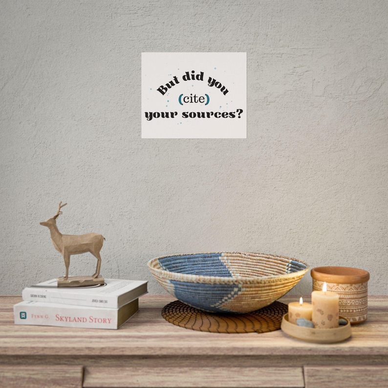 Póster "¿Citaste tus fuentes?" - Arte mural para profesores de inglés - Decoración para el aula - Impresión de gramática - Humor sobre citas MLA 11″ x 9″ (Horizontal)