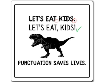 Imán "La puntuación salva vidas" - Imán divertido para el aula de gramática - Humor para profesores de inglés