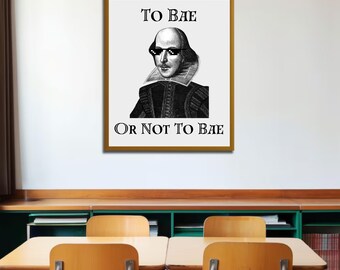 Arte mural de Shakespeare - Póster "To Bee or Not to Bee" - Decoración para el aula - Regalo para profesores de inglés - Impresión literaria